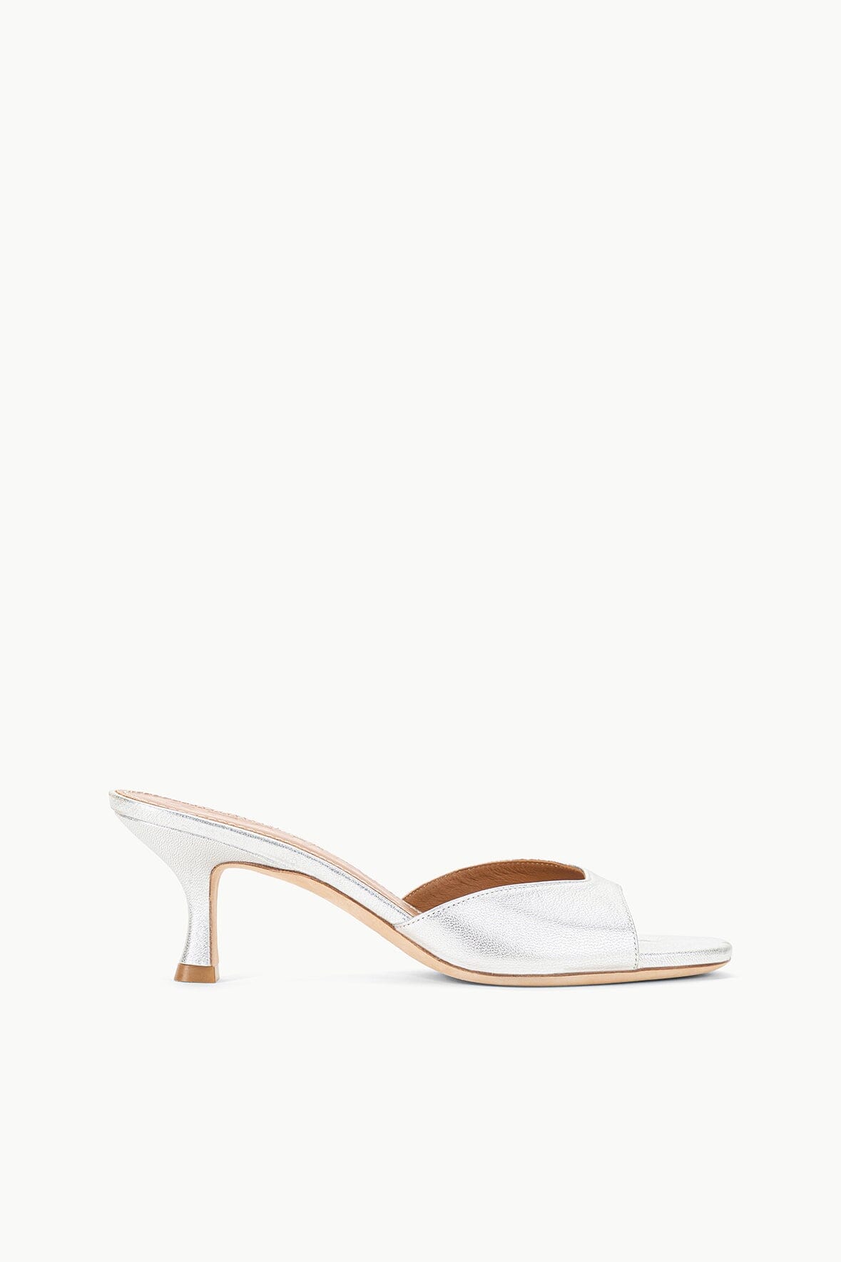 Silver Kitten Heel Mule | Brigitte Open-Toe Shoes