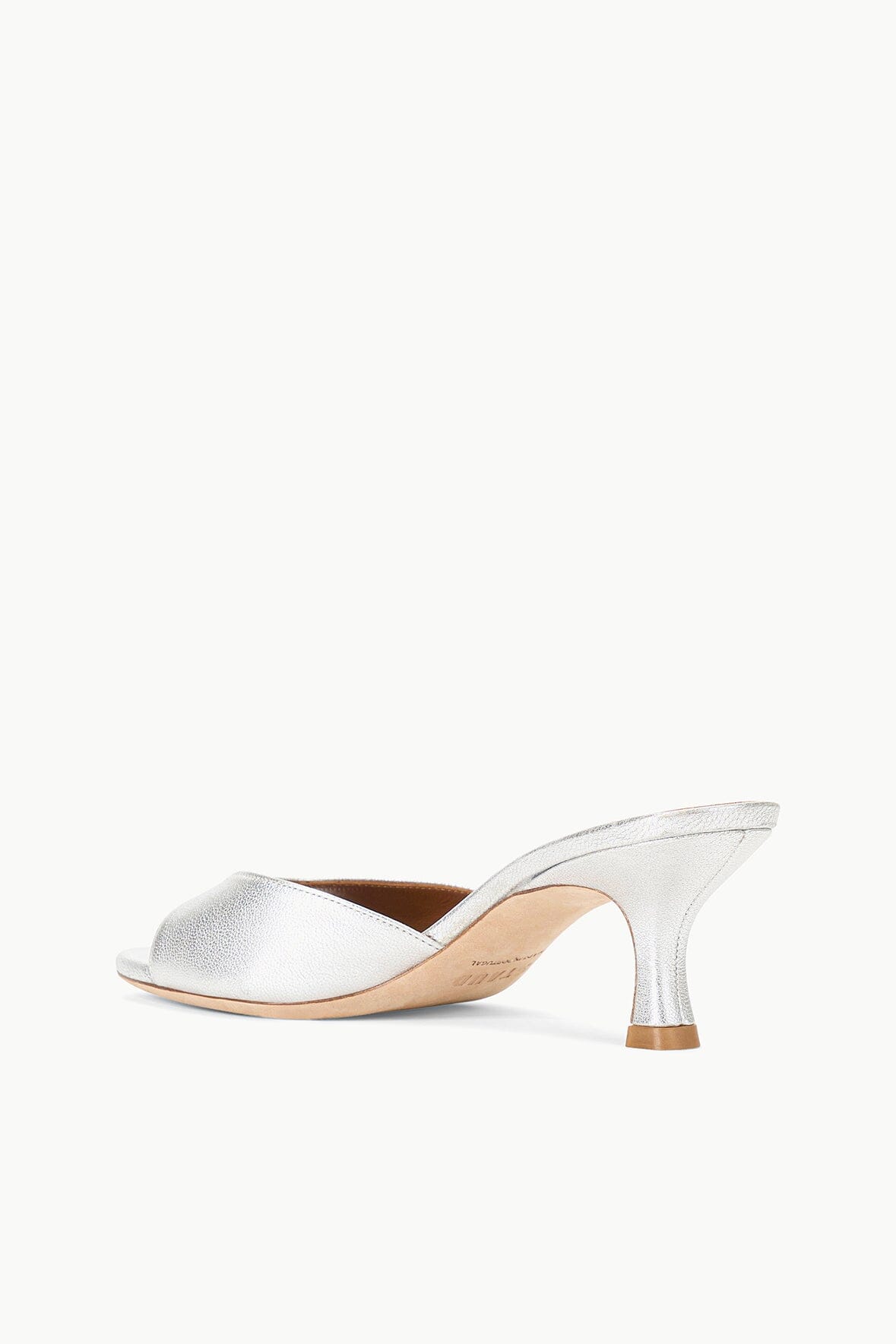 Silver Kitten Heel Mule | Brigitte Open-Toe Shoes