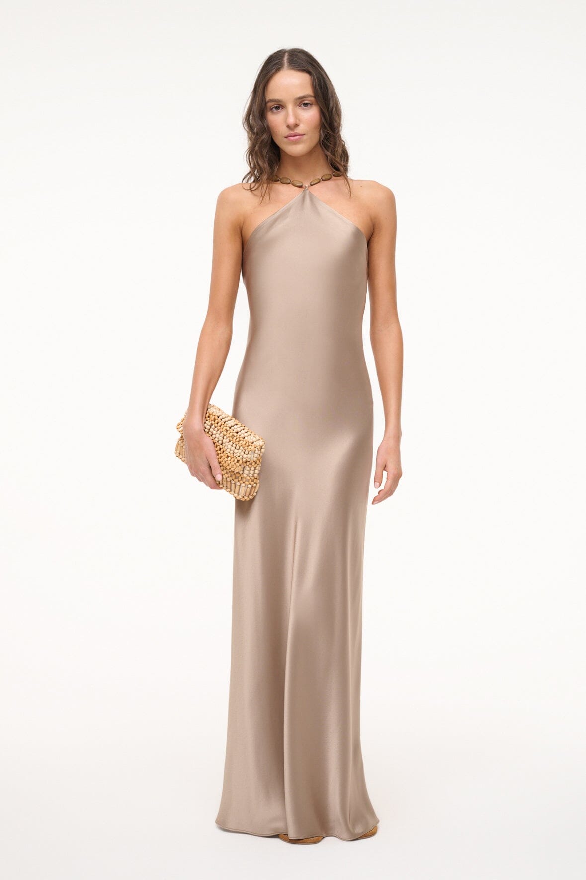 Beaded Halter Evening Dress in Satin | Cadence Dress by Dune