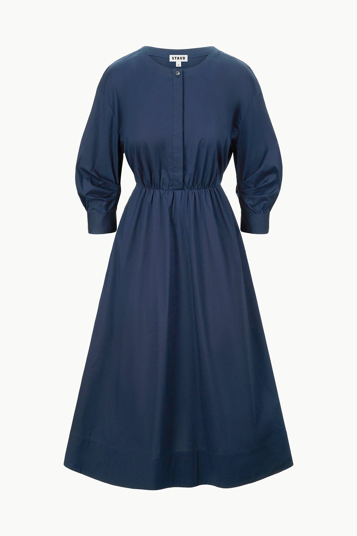 Midi Dress with Fitted Waist & A-Line Skirt | Cafu Navy