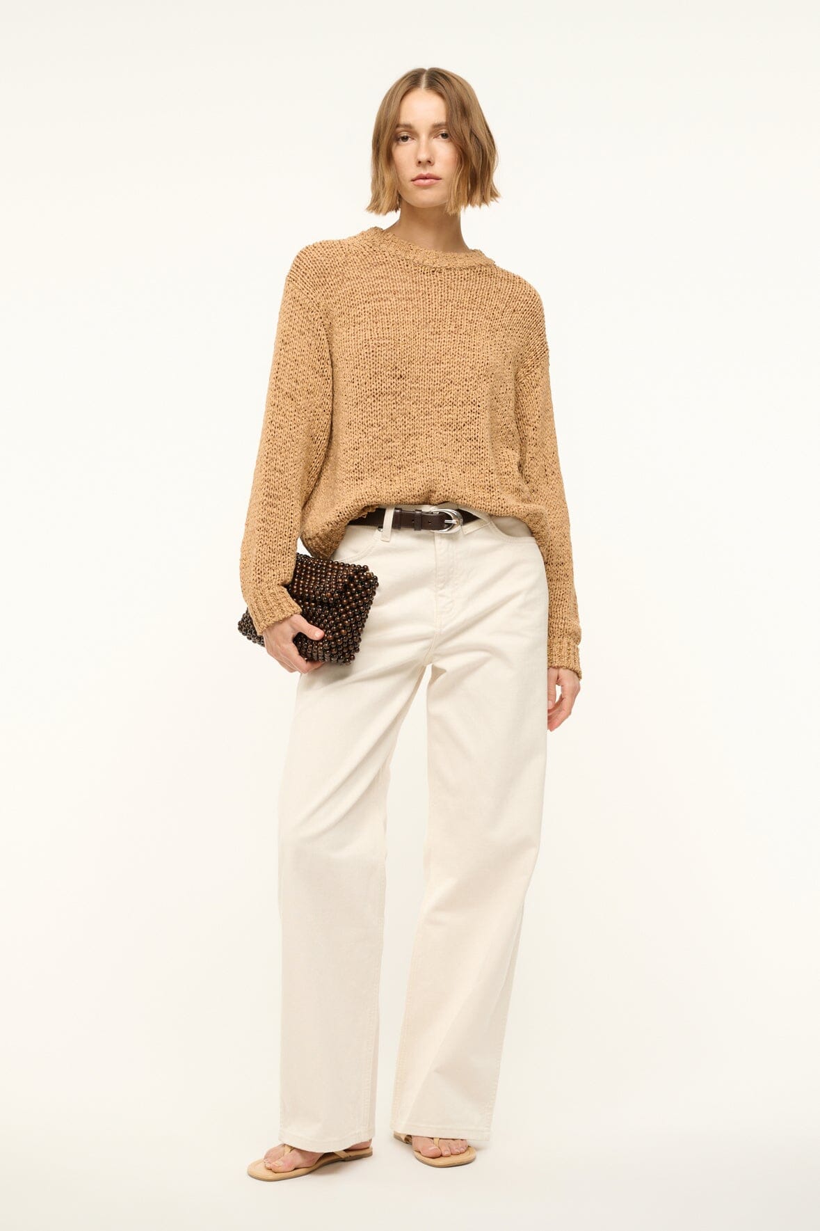 Relaxed Fit Organic Cotton Sweater | Cala Camel Crewneck