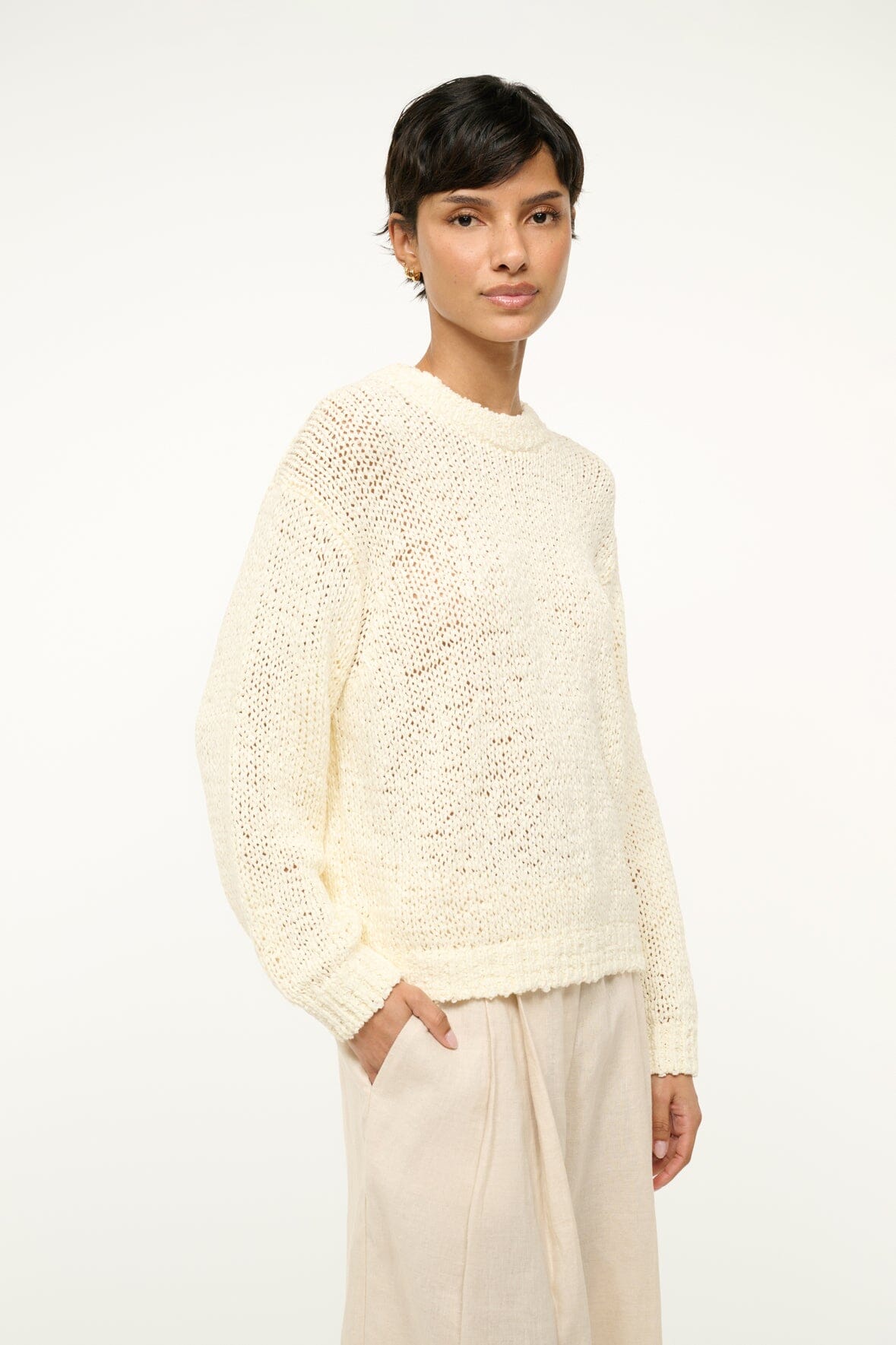Relaxed Fit Organic Cotton Sweater | Cala Ivory