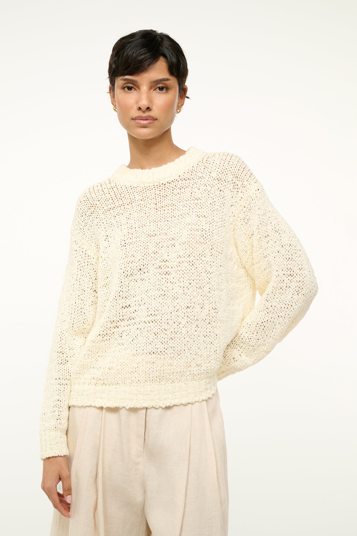 Relaxed Fit Organic Cotton Sweater | Cala Ivory