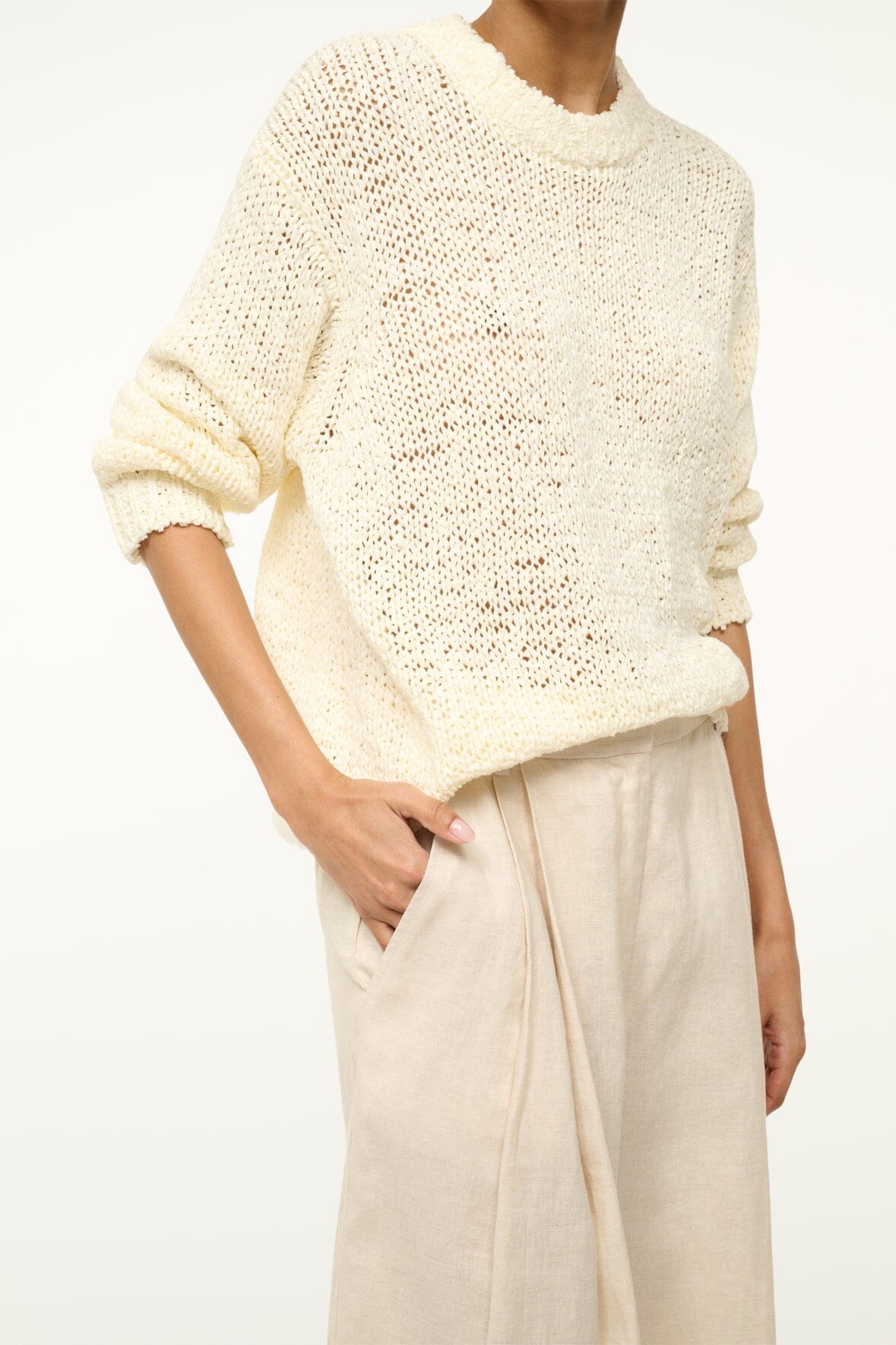 Relaxed Fit Organic Cotton Sweater | Cala Ivory