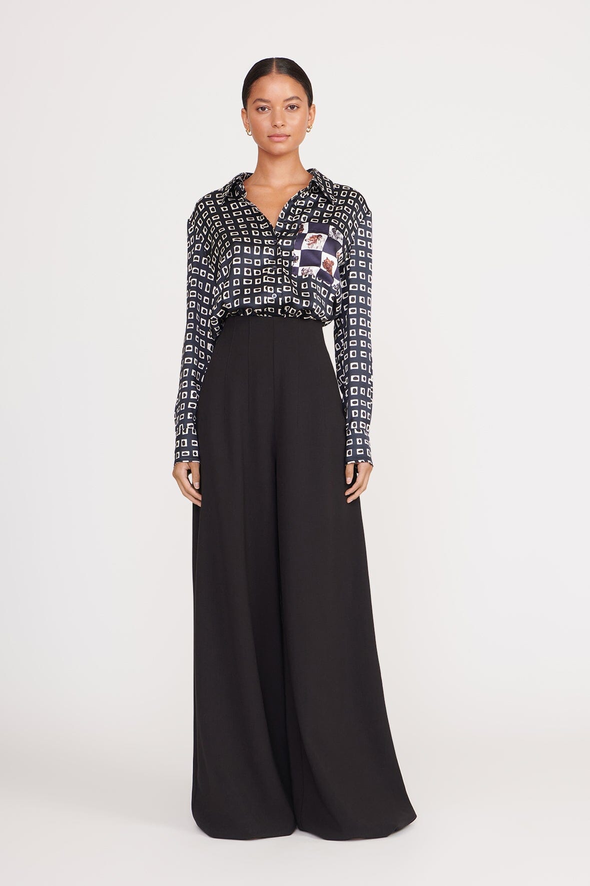 Wide-Leg High Waist Pants with Corset Seaming | Caleb Black