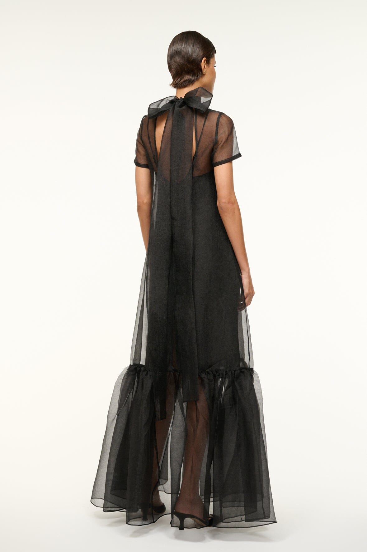 High Neck Organza Gown with Ruffle Hem | Calluna Dress Black