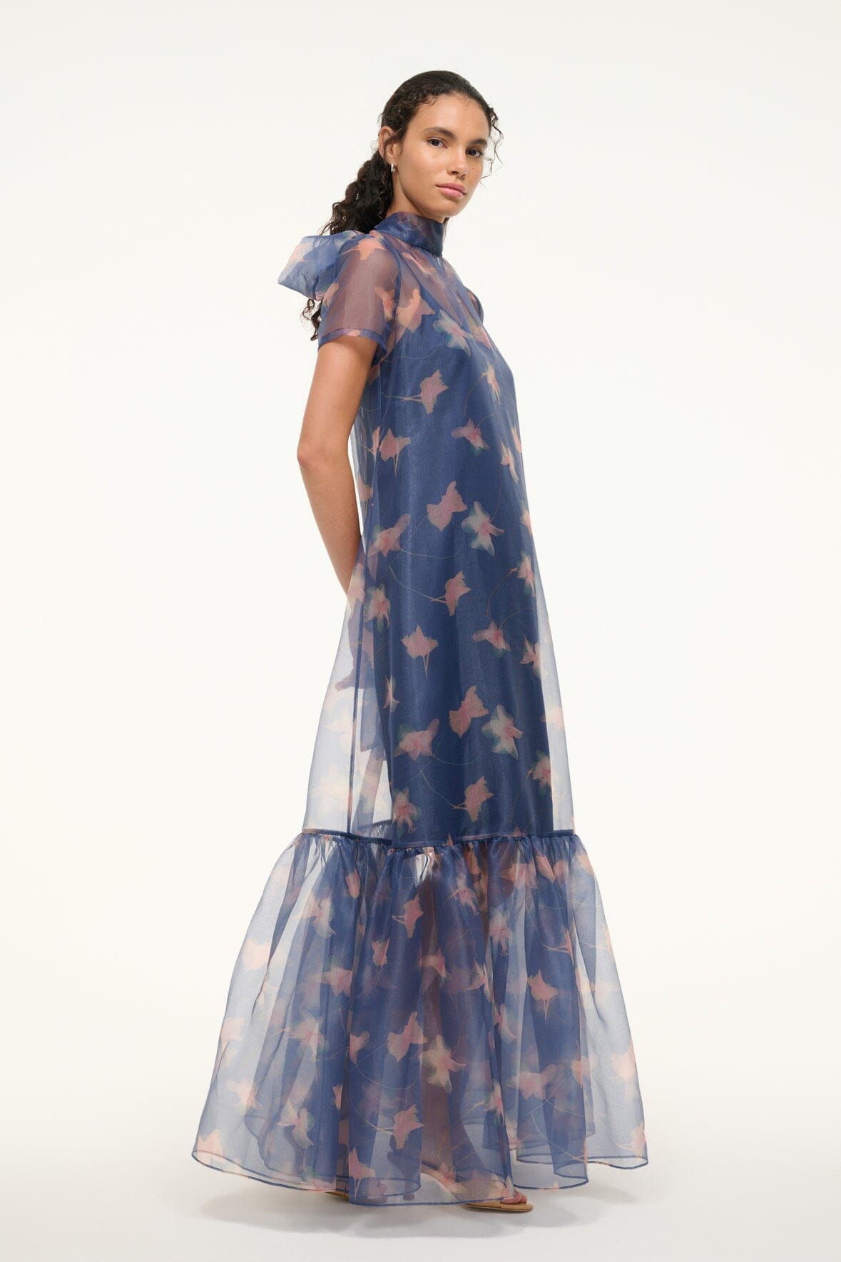 High Neck Organza Gown with Tiered Skirt & Removable Slip | Calluna Dress