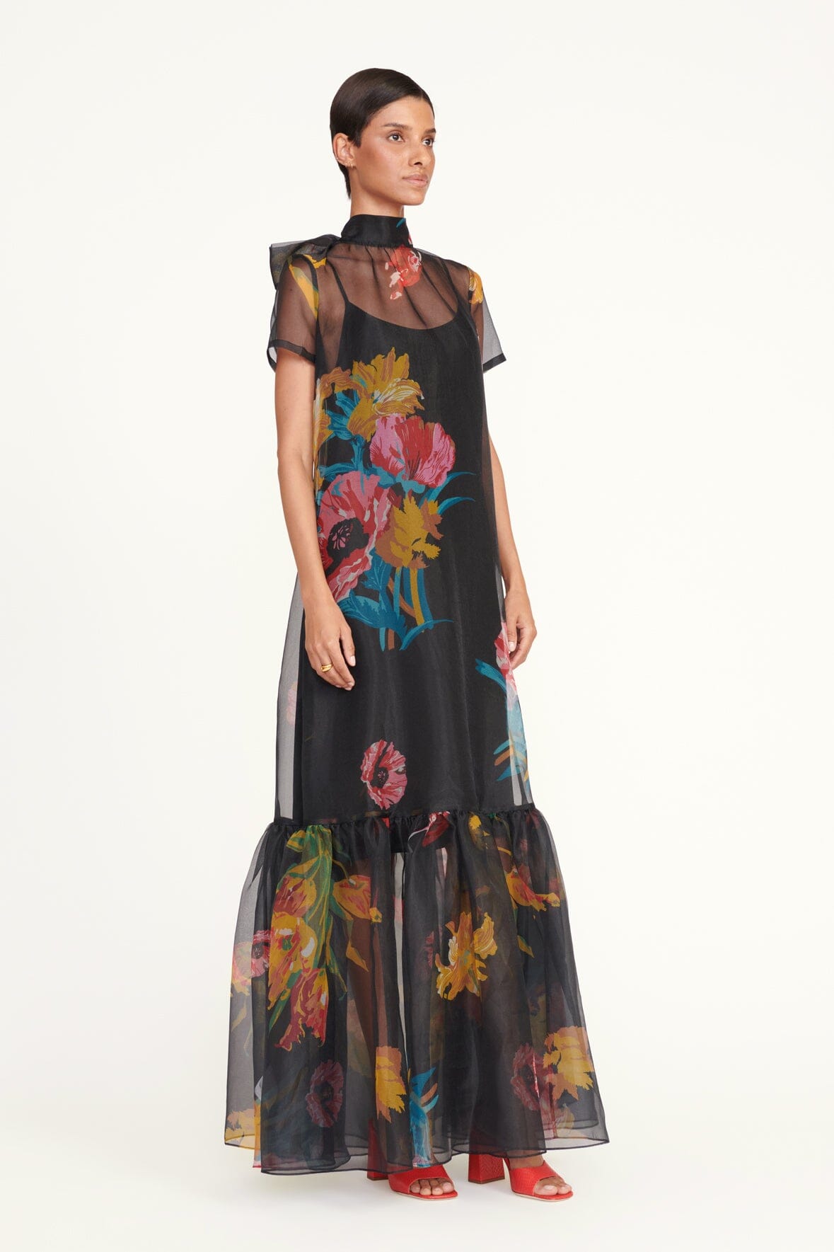 High Neck Organza Gown with Ruffle Hem | Calluna Dress