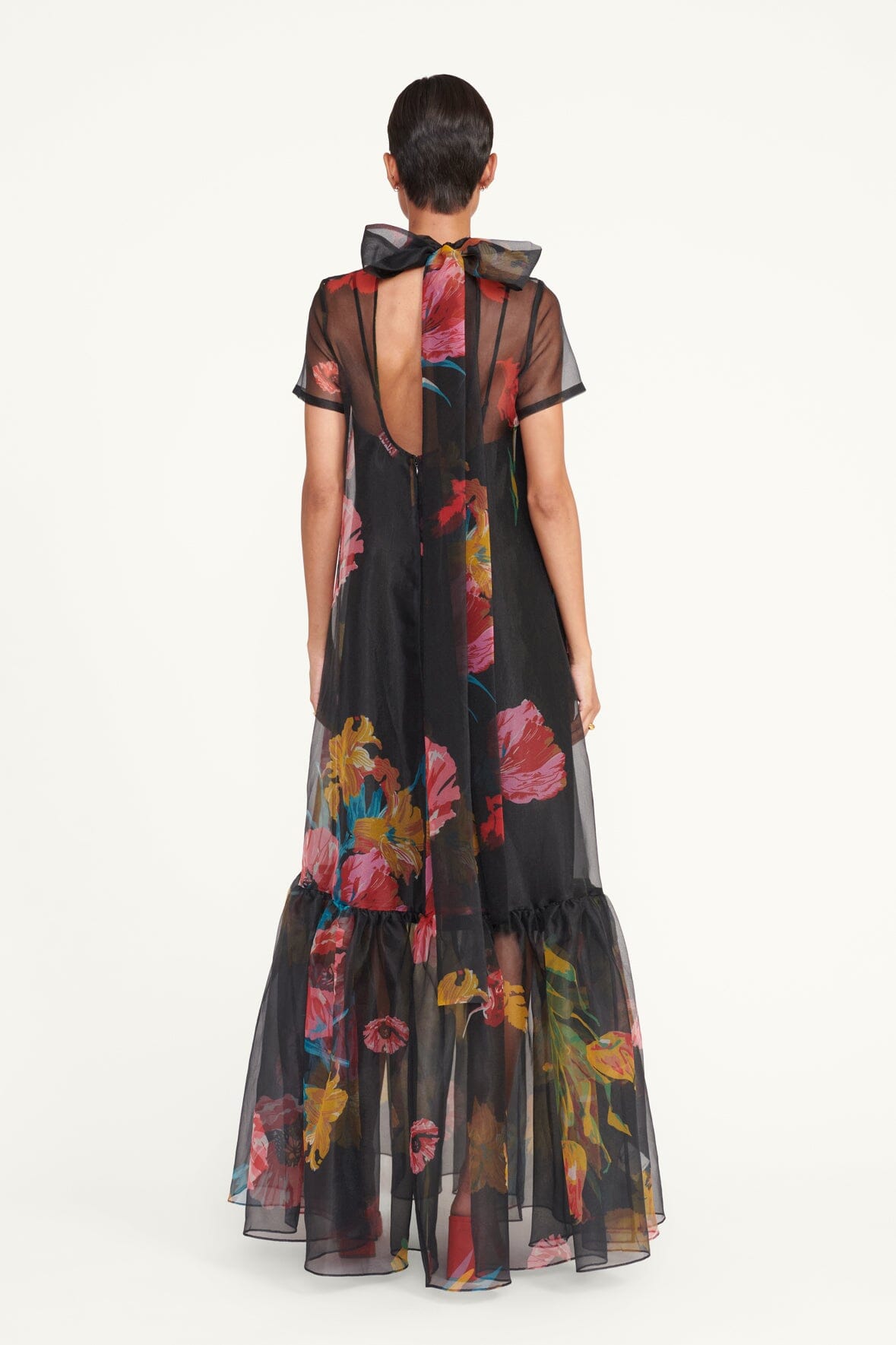 High Neck Organza Gown with Ruffle Hem | Calluna Dress