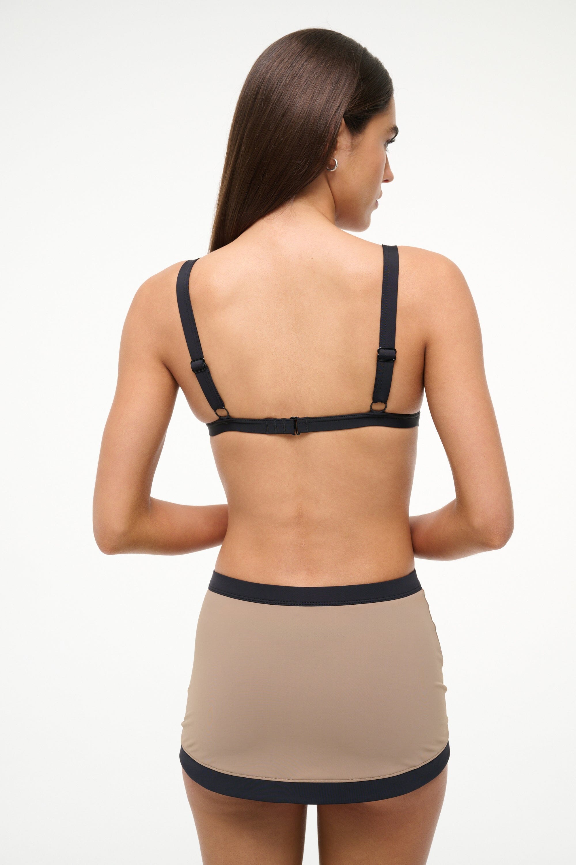 Faux-Wrap Swim Skirt with Bikini Bottom | Canyon Taupe Black