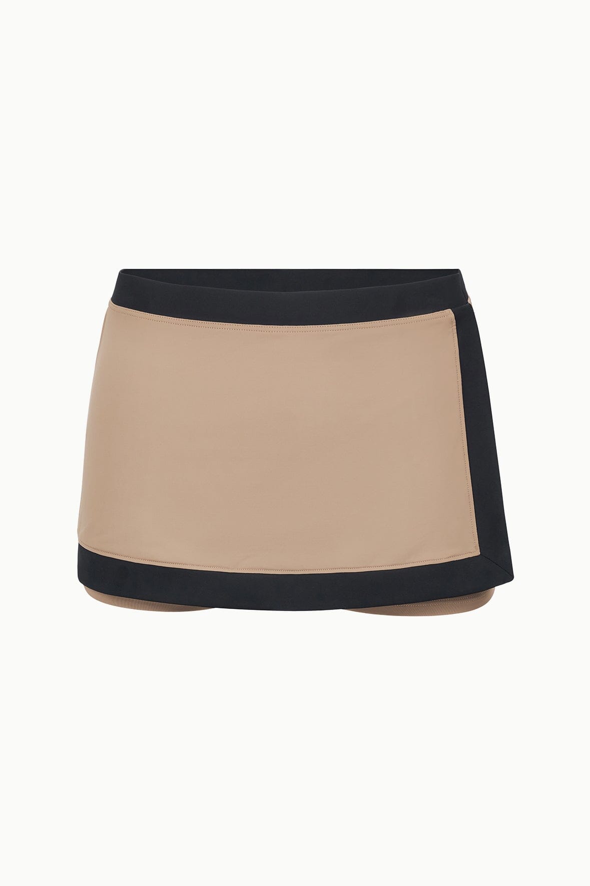 Faux-Wrap Swim Skirt with Bikini Bottom | Canyon Taupe Black