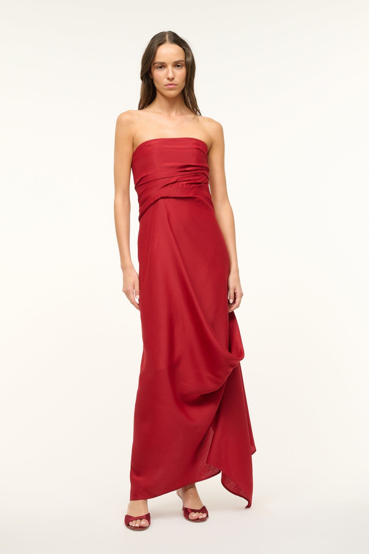 Silk Wool Maxi Dress with Corset Support | Caravaggio Rouge