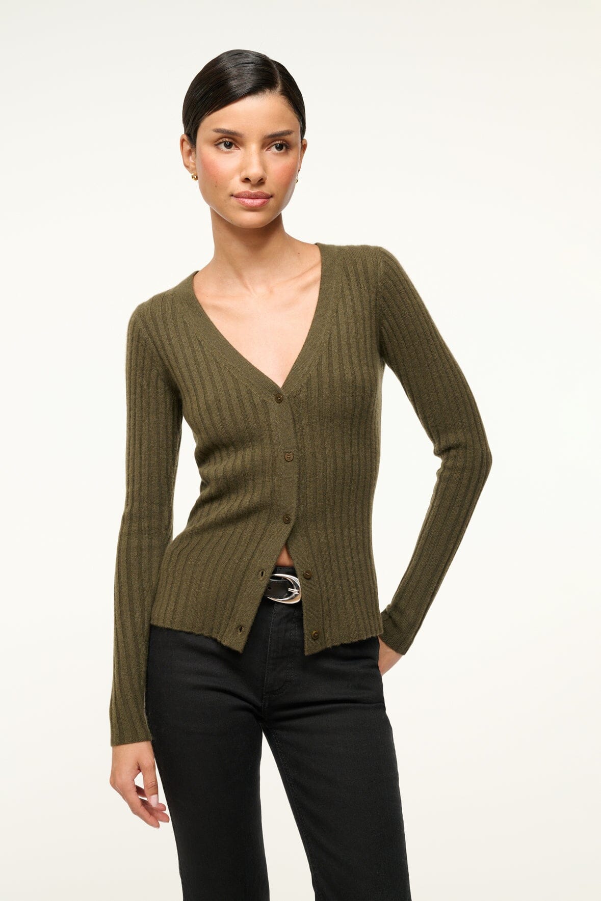 Soft Rib Knit Cashmere Cardigan for Layering | Cargo Sweater