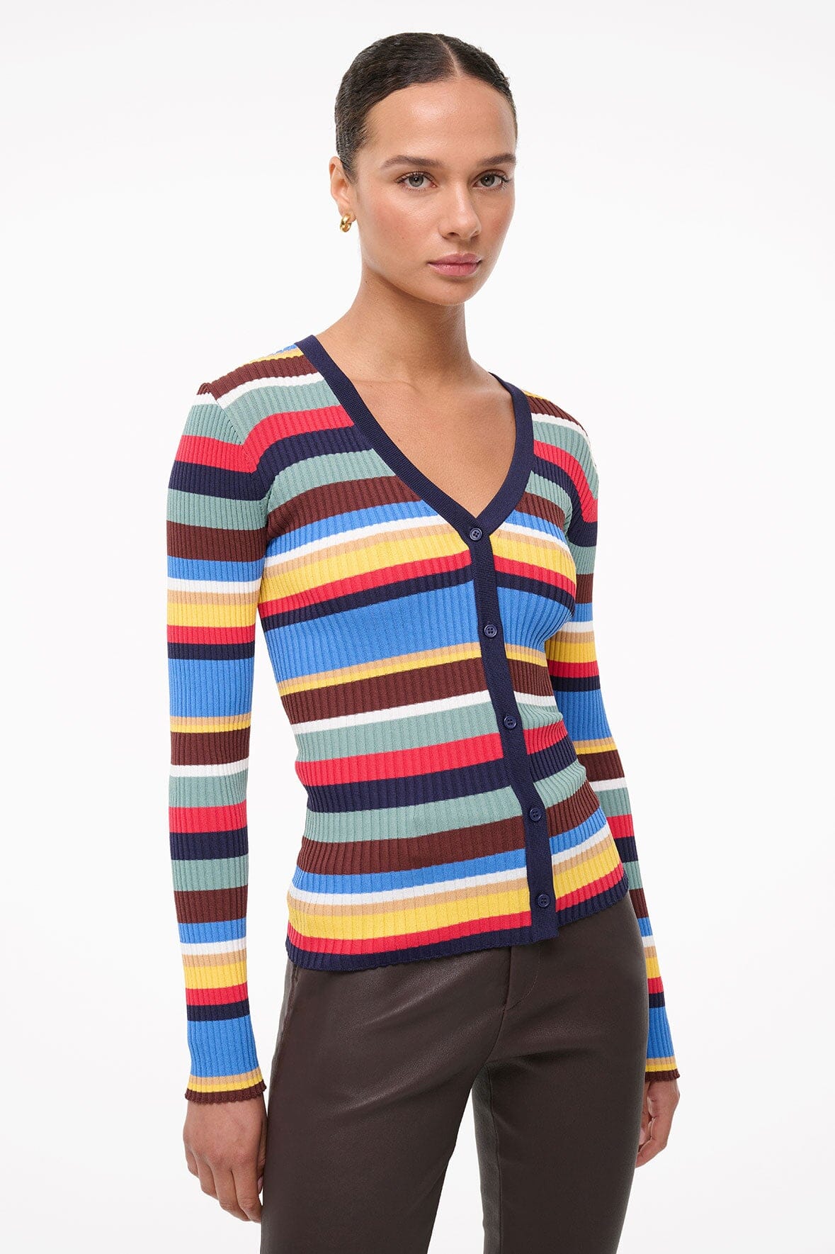 Stretchy Compact Rib Knit Cardigan for Layering | Cargo Sweater