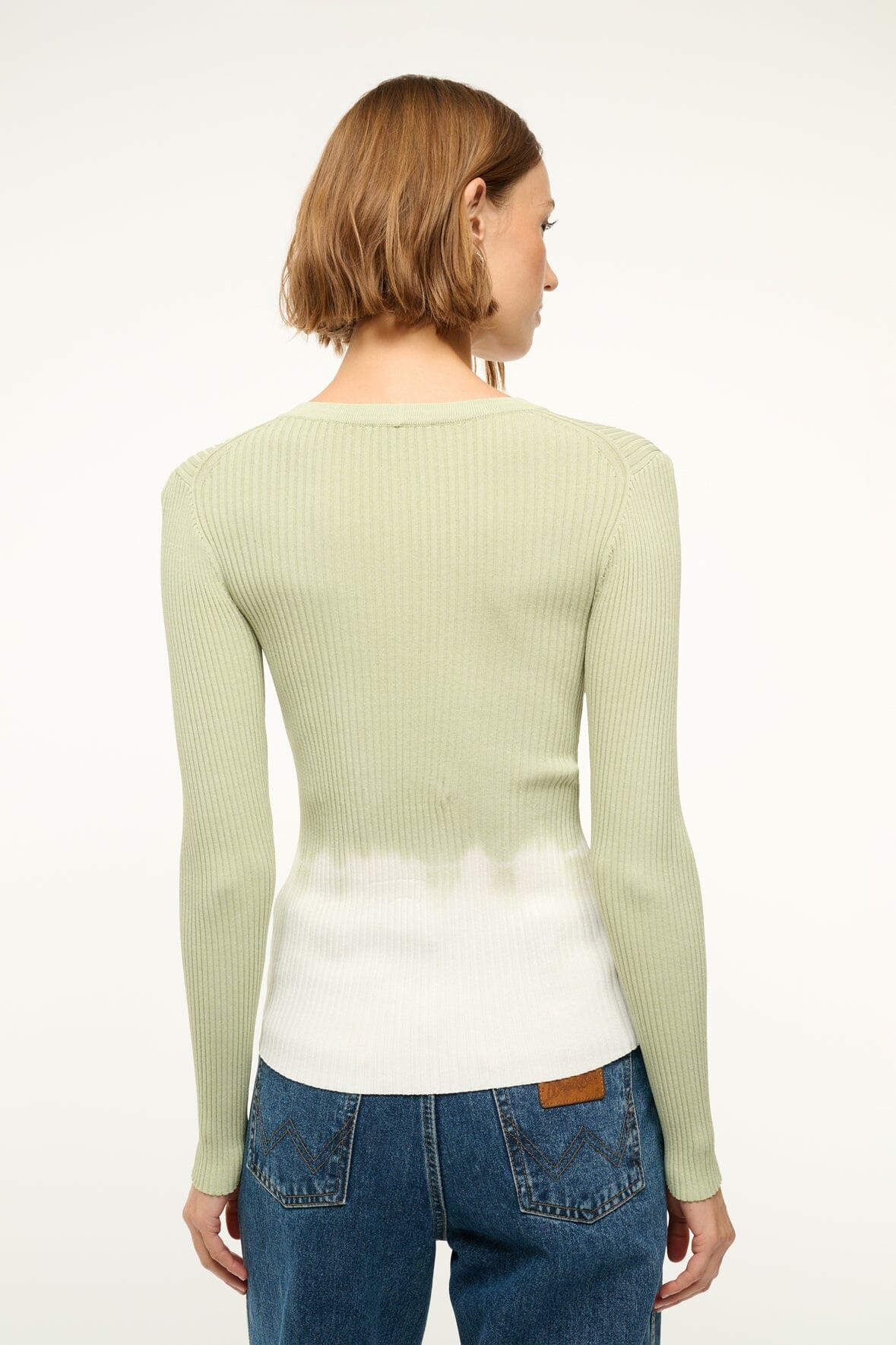 Pale Jade Tie Dye Cargo Sweater | Stretchy Rib Knit Cardigan