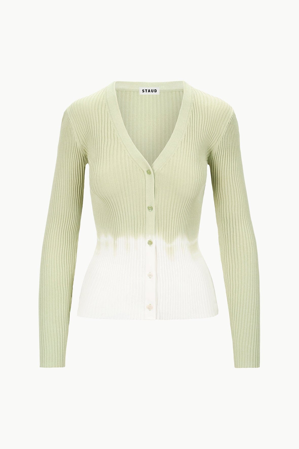Pale Jade Tie Dye Cargo Sweater | Stretchy Rib Knit Cardigan
