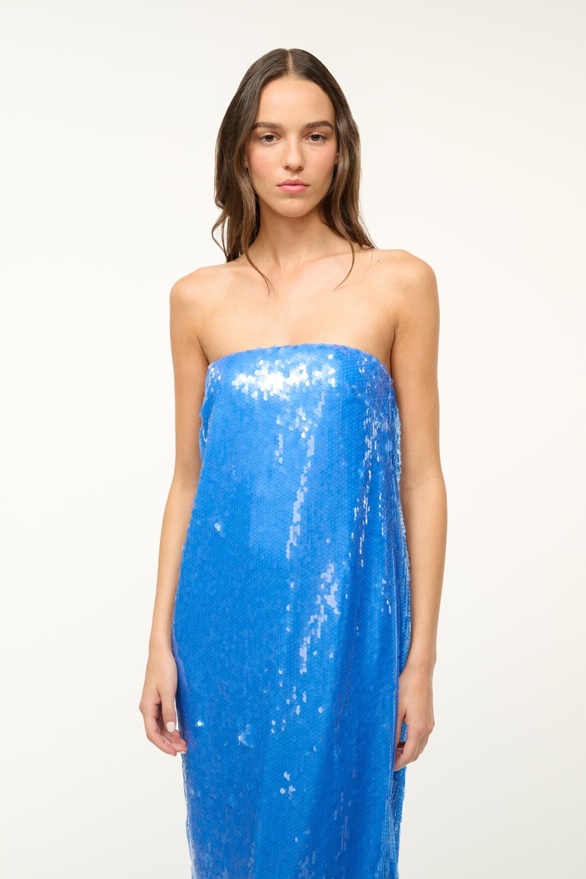 Strapless Sequin Gown with Back Slit | Casey Dress
