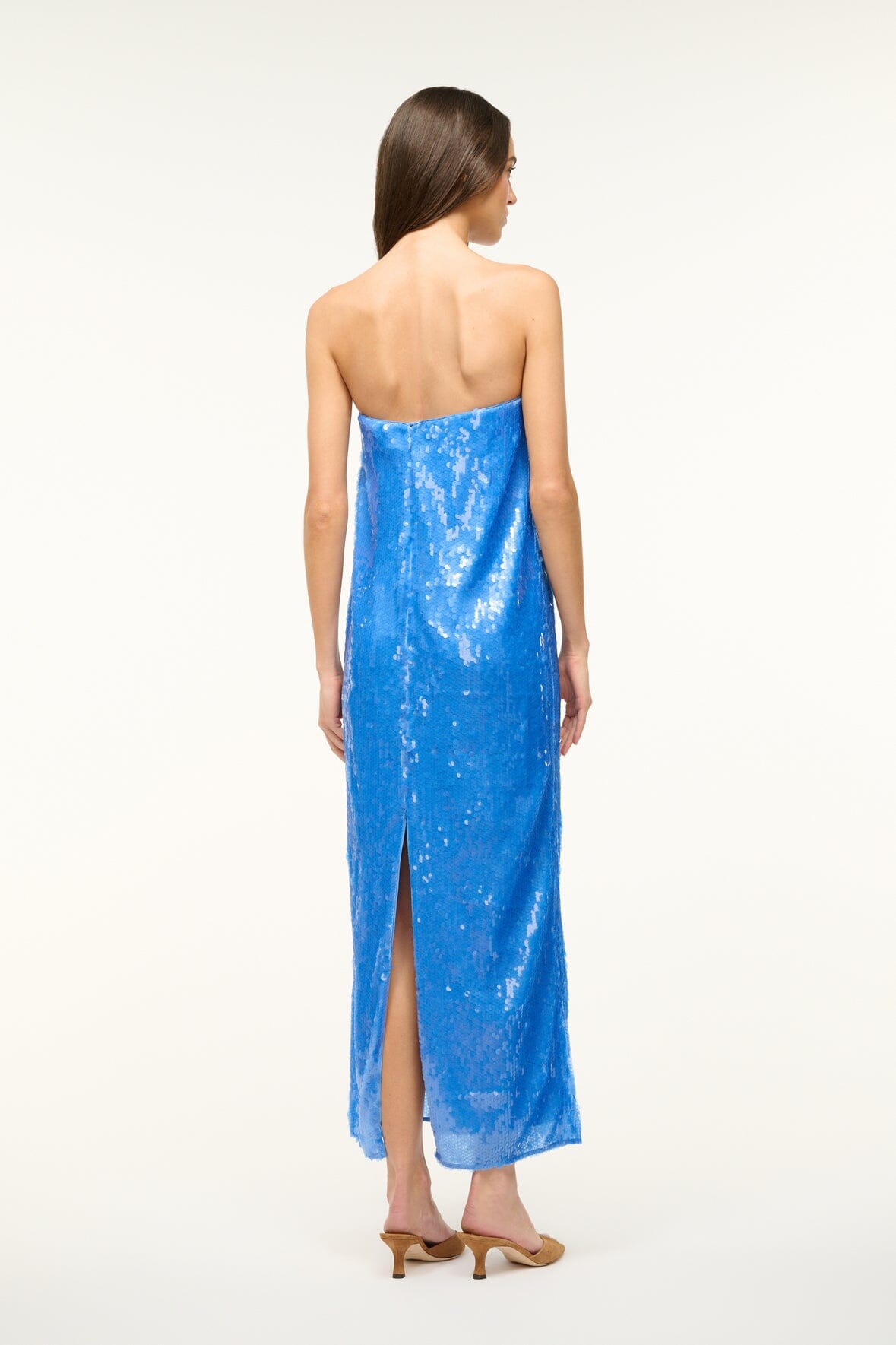 Strapless Sequin Gown with Back Slit | Casey Dress