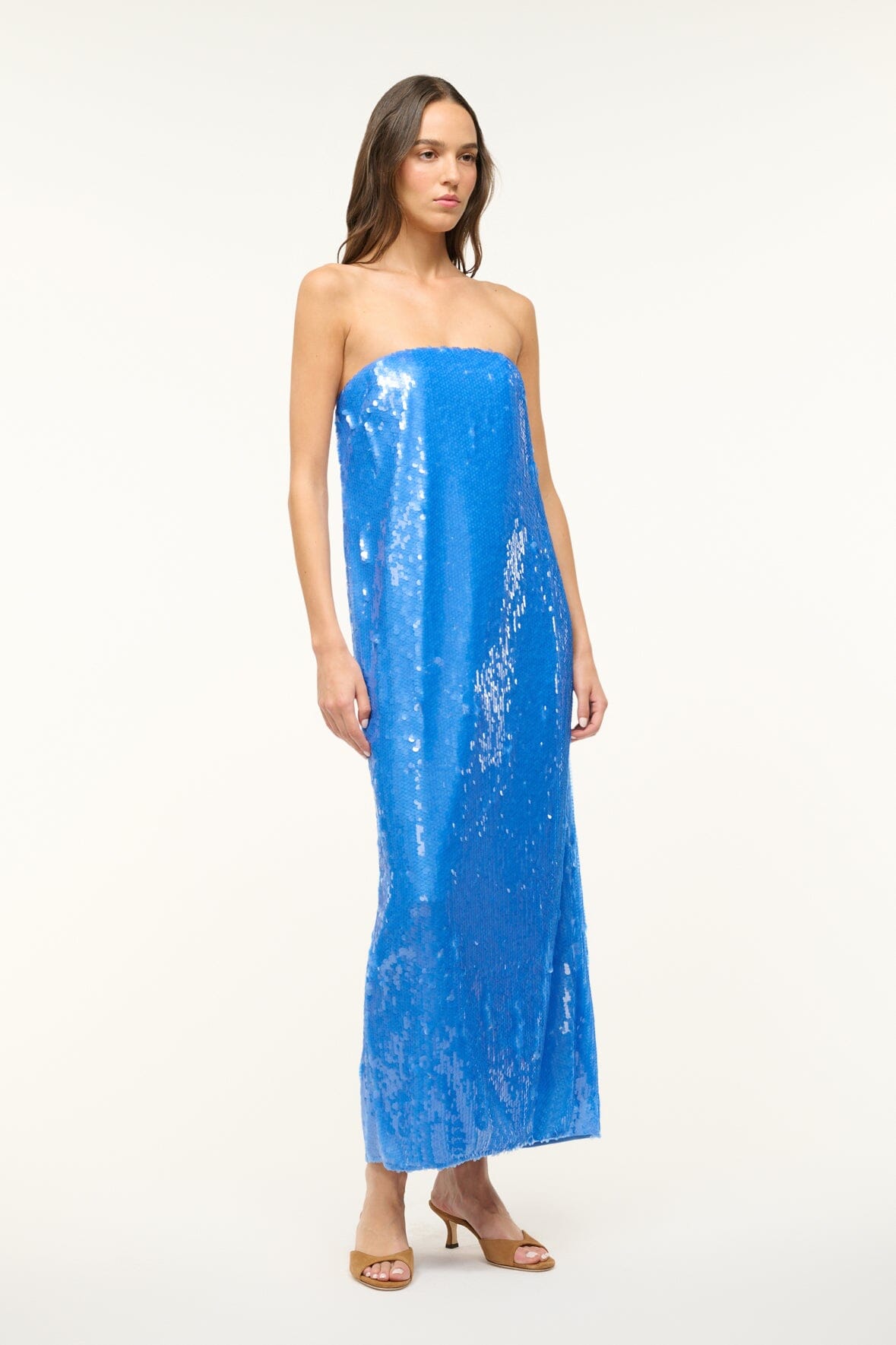 Strapless Sequin Gown with Back Slit | Casey Dress
