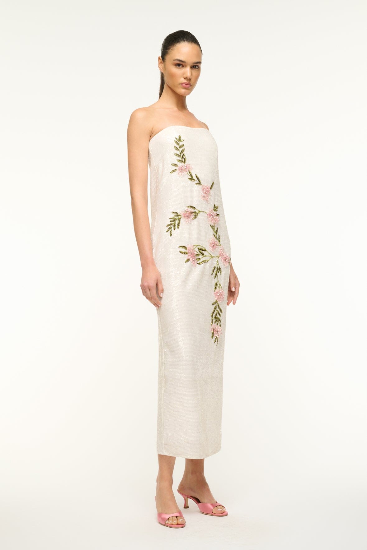 Sequined Floral Beaded Dress with Back Slit | Casey by Magnolia