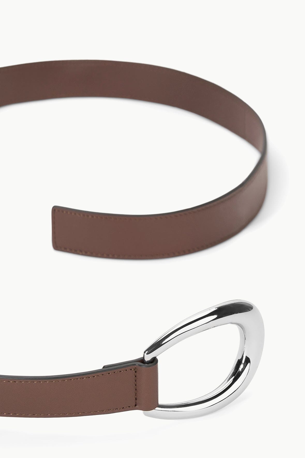 Leather Wrap Belt with Crescent Moon Buckle | 30mm Mahogany Silver