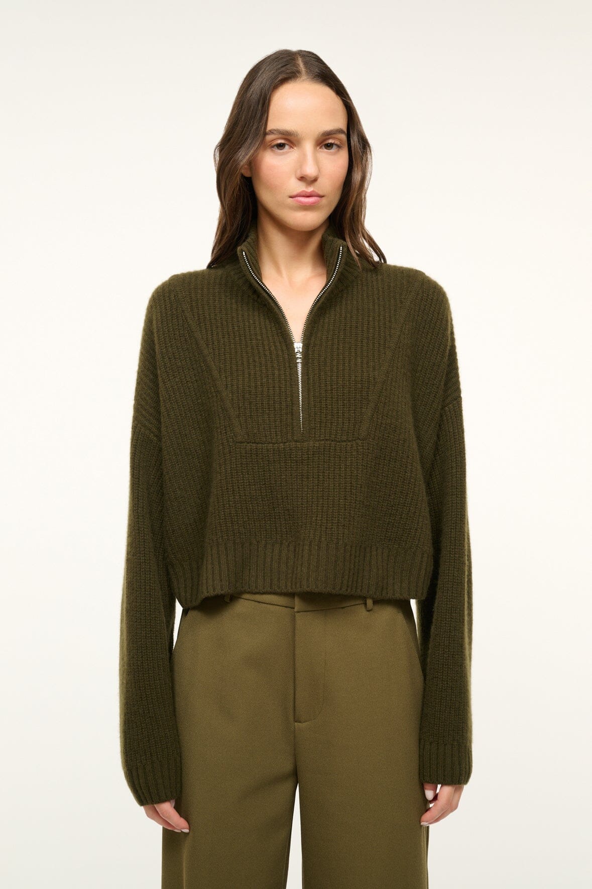 Cashmere Cropped Sweater for Fall | Hampton Olive