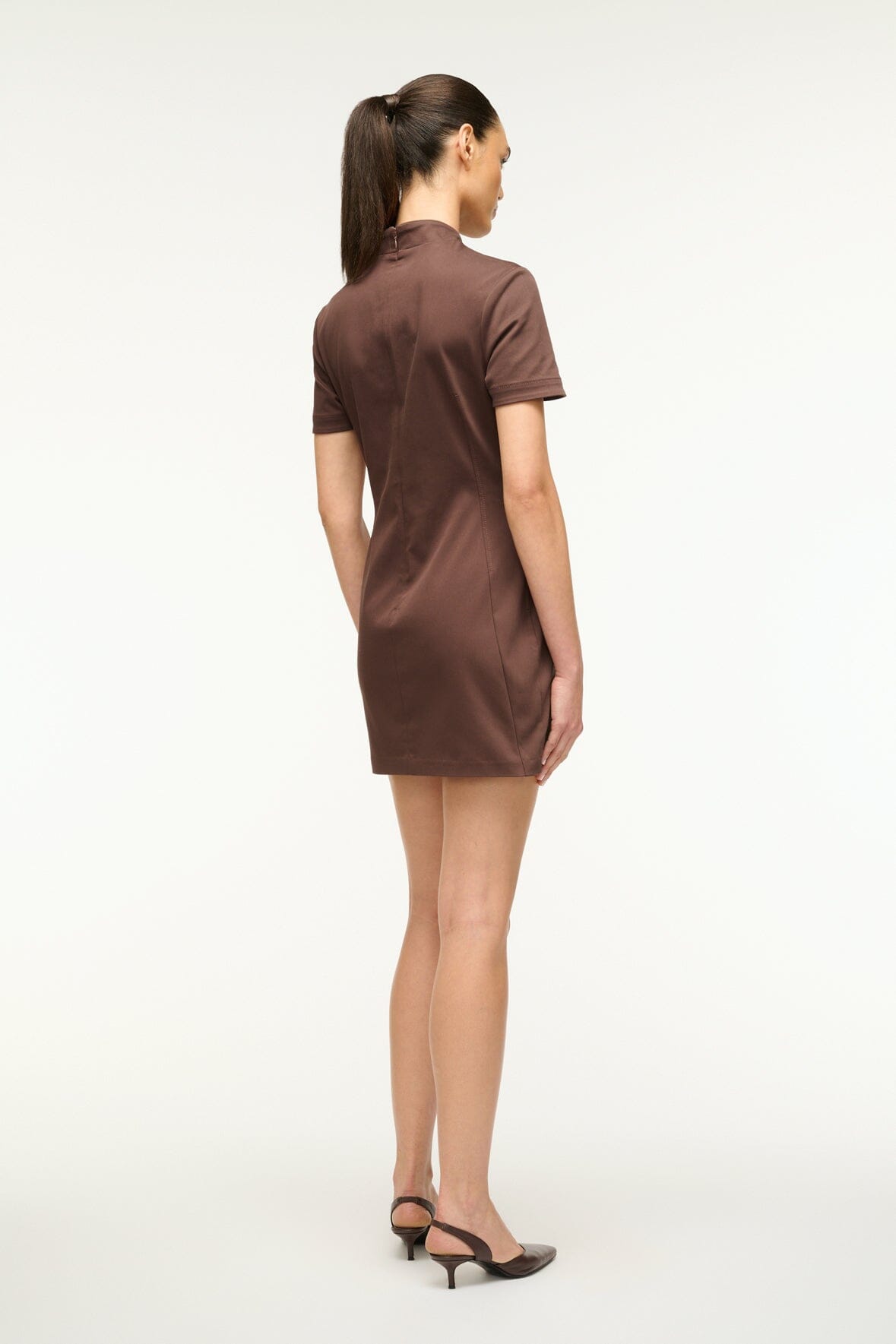 Fitted Short Sleeve Mini Dress with Corset Seaming | Cass Dress