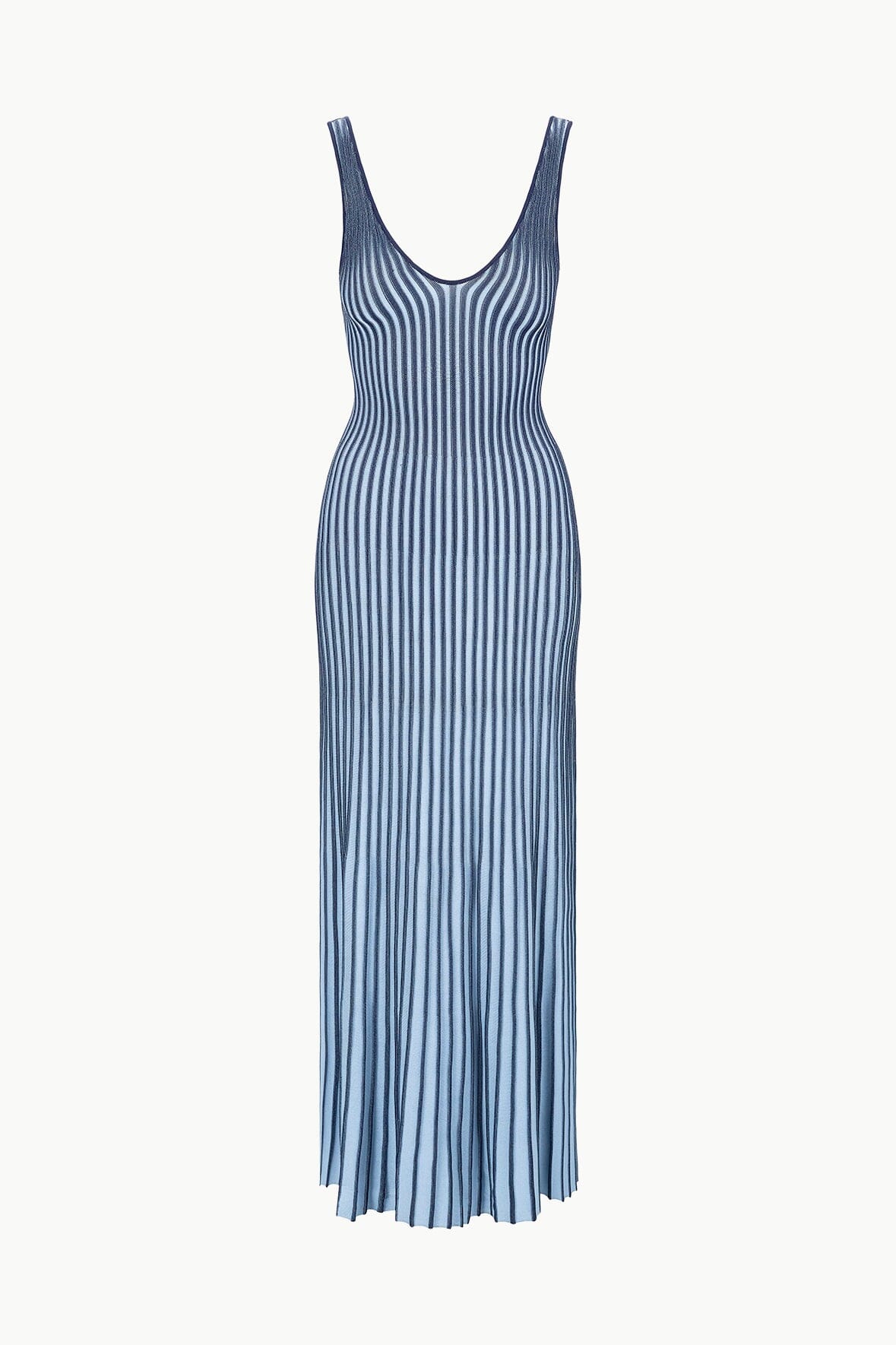 Sleeveless Maxi Dress with V-Neck & Fluted Skirt | Clarette Navy Blue