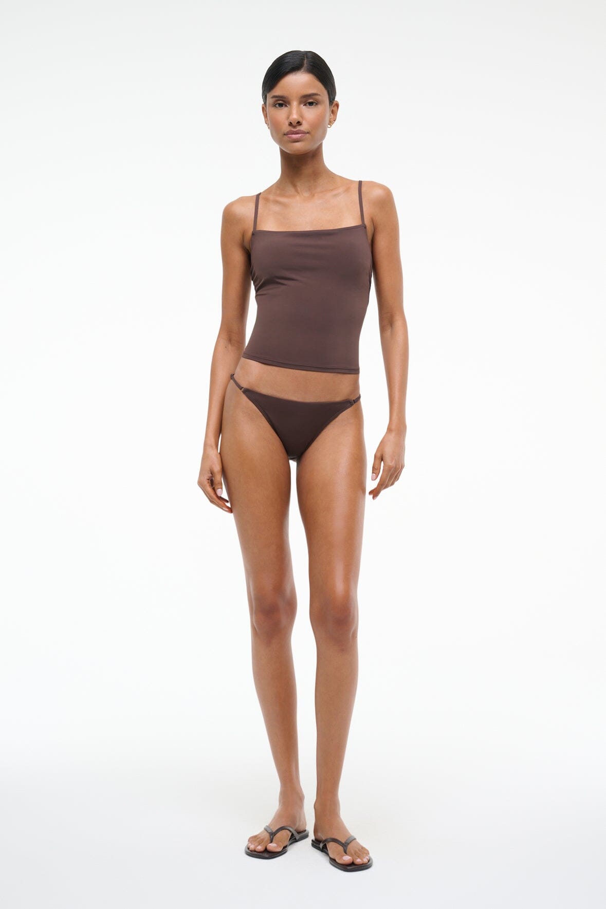 Tankini Top with Spaghetti Straps for Swimwear | Cleo Dark Chocolate