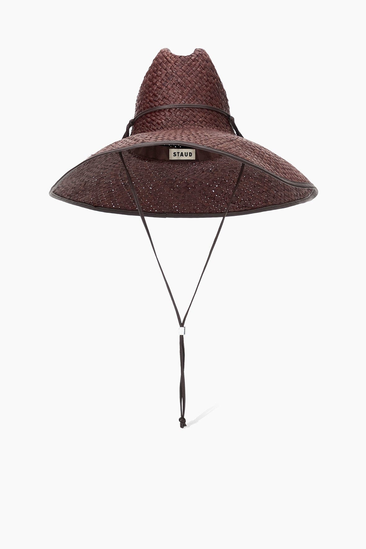 Wide-Brim Straw Hat with Leather Trim & Chin Strap | Cove Hat Espresso