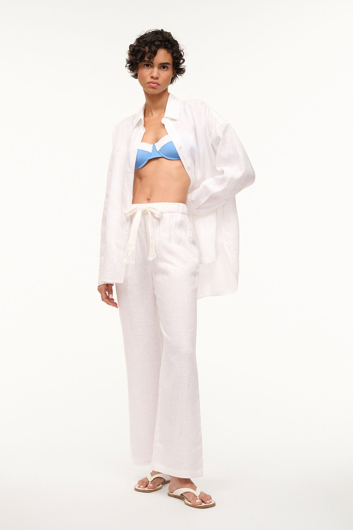 Oversized Linen Button Down Shirt | Colton Coverup White