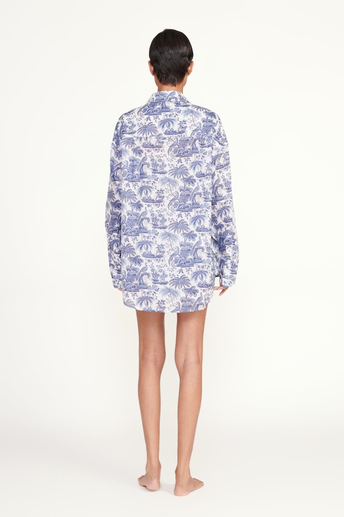Oversized Cotton Voile Shirt in Blue Toile | Colton