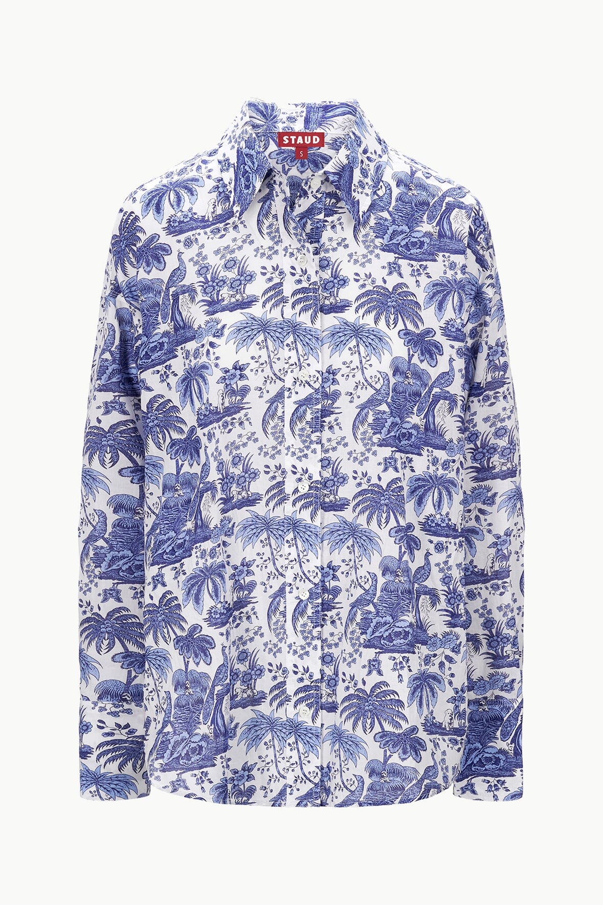 Oversized Cotton Voile Shirt in Blue Toile | Colton