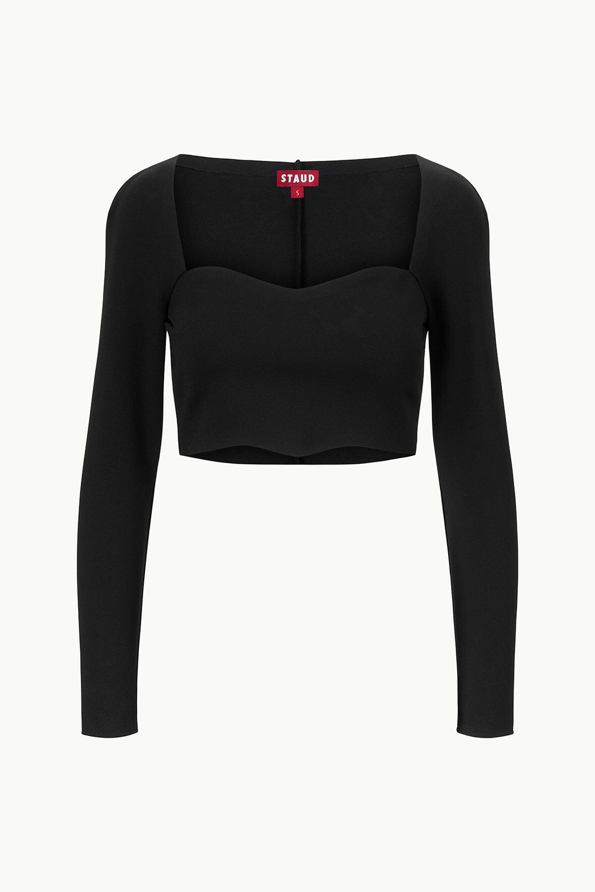 Stretchy Ponte Crop Top with Wave Detail & Back Zipper | Black