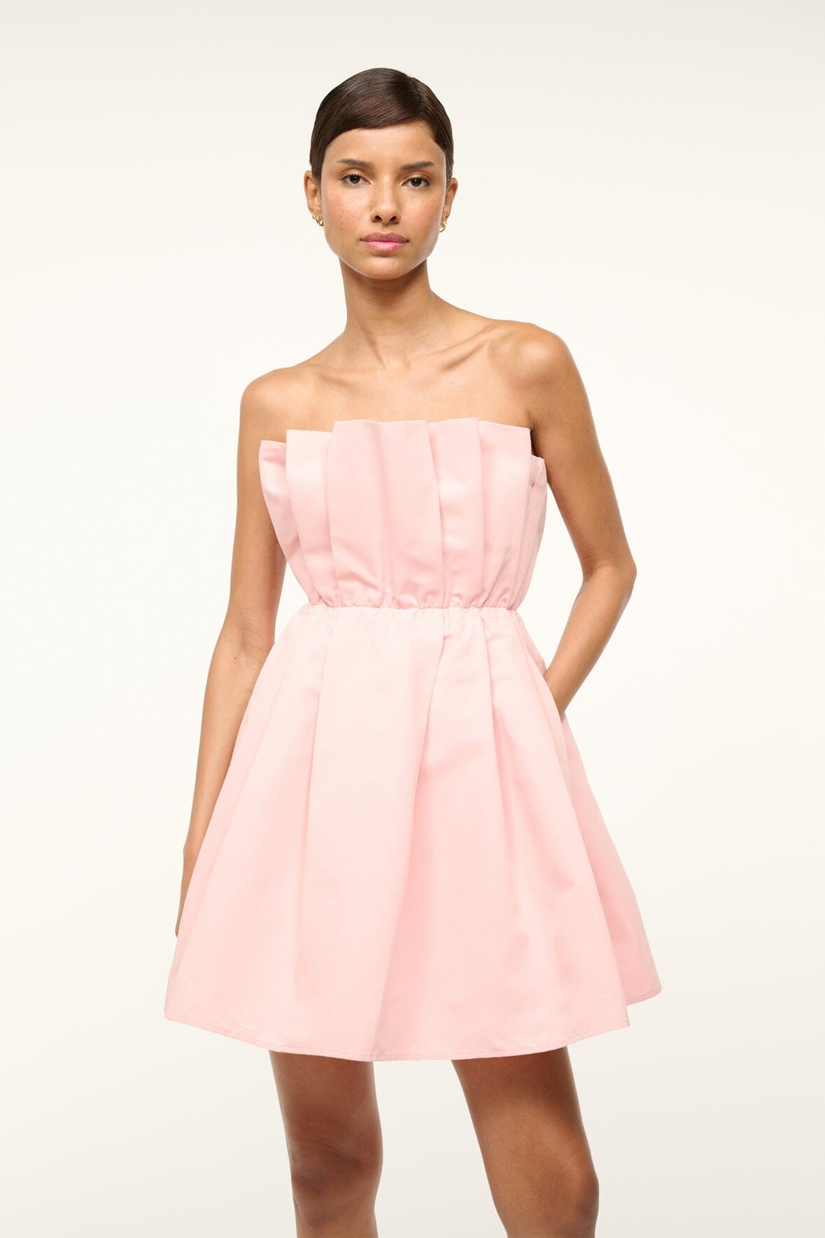Strapless A-Line Mini Dress with Empire Waist & Corset | Cordelia