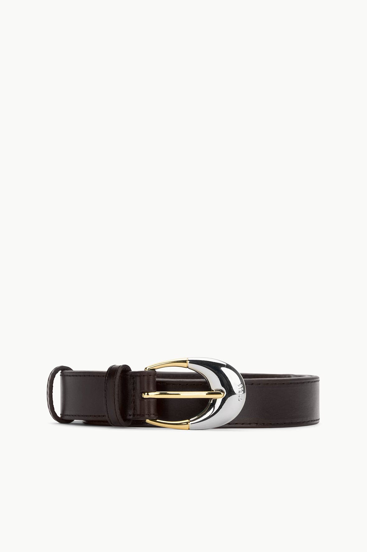 Leather Belt with Crescent Moon Buckle | 26mm Espresso Two-Tone