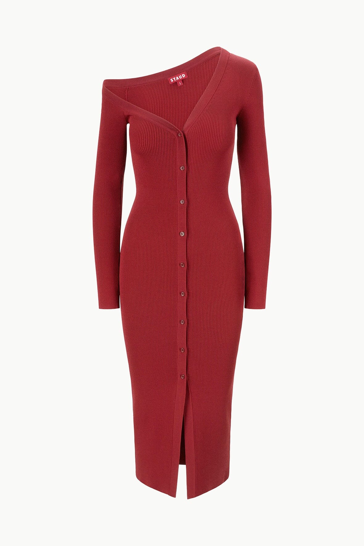 Off-Shoulder Fitted Midi Sweater Dress | Syrah Craftsman