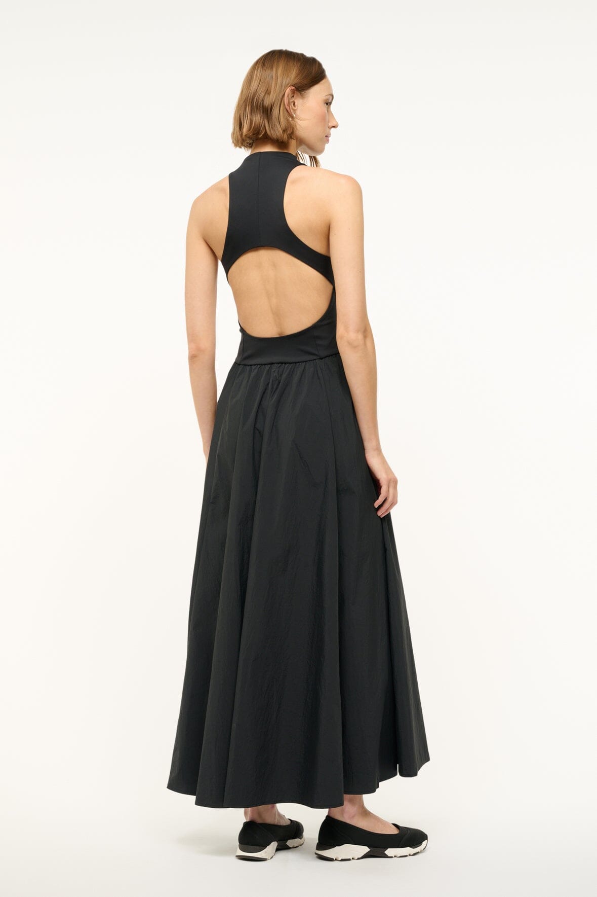 Stretchy Shapewear Maxi Dress with Halter Neck & Front Zipper | Crevasse