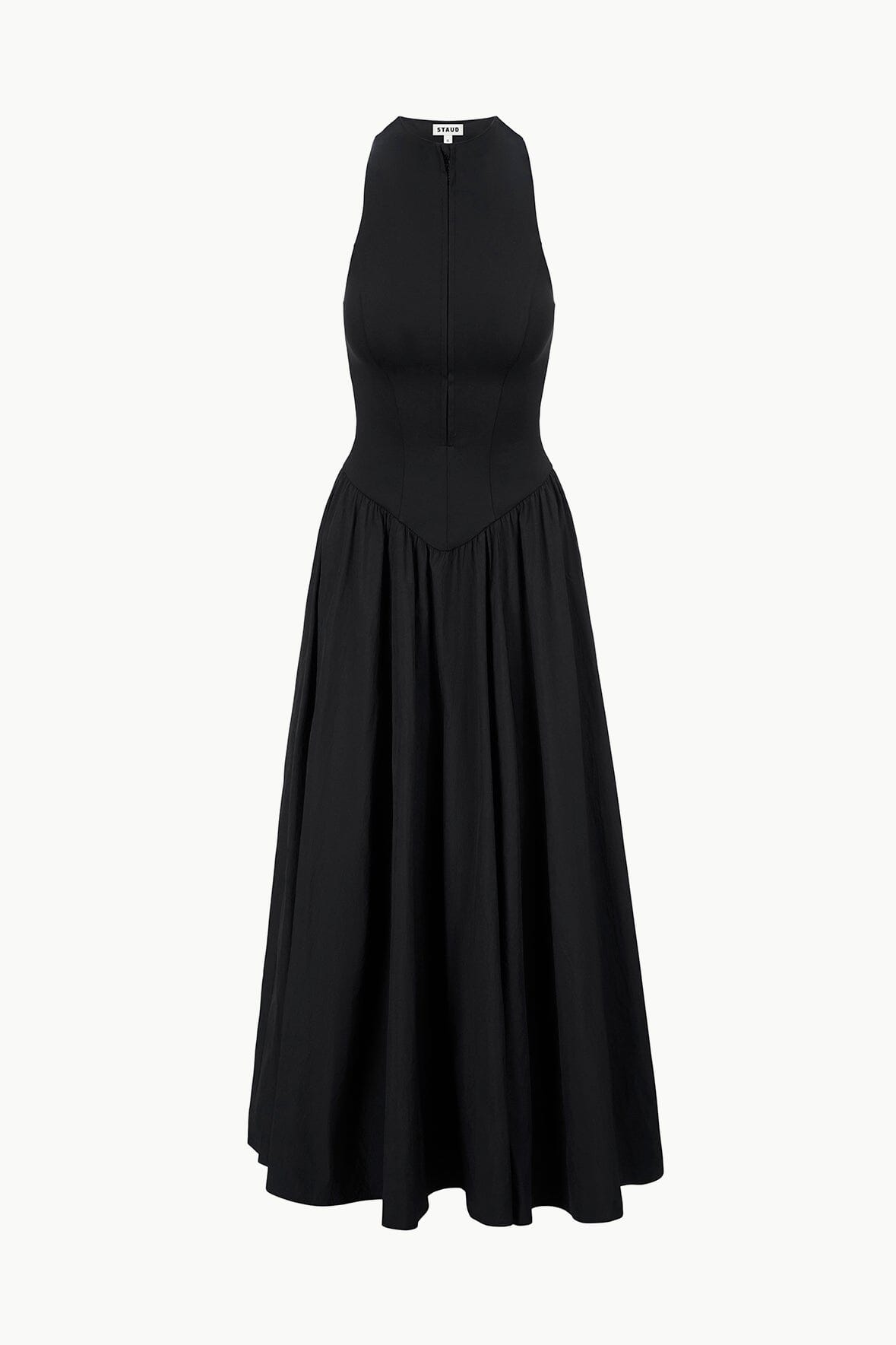 Stretchy Shapewear Maxi Dress with Halter Neck & Front Zipper | Crevasse