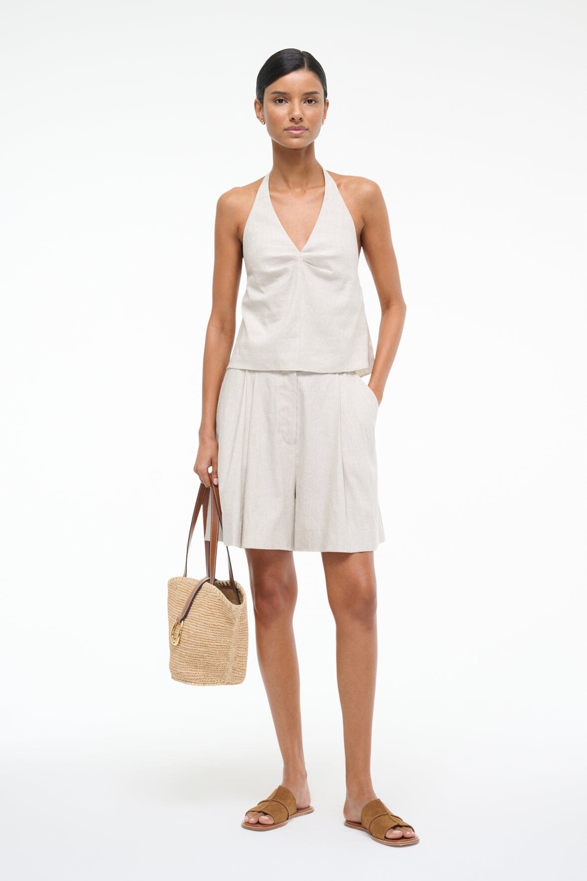 Pleated Linen Shorts for Men with Button Zip | Cruz Natural