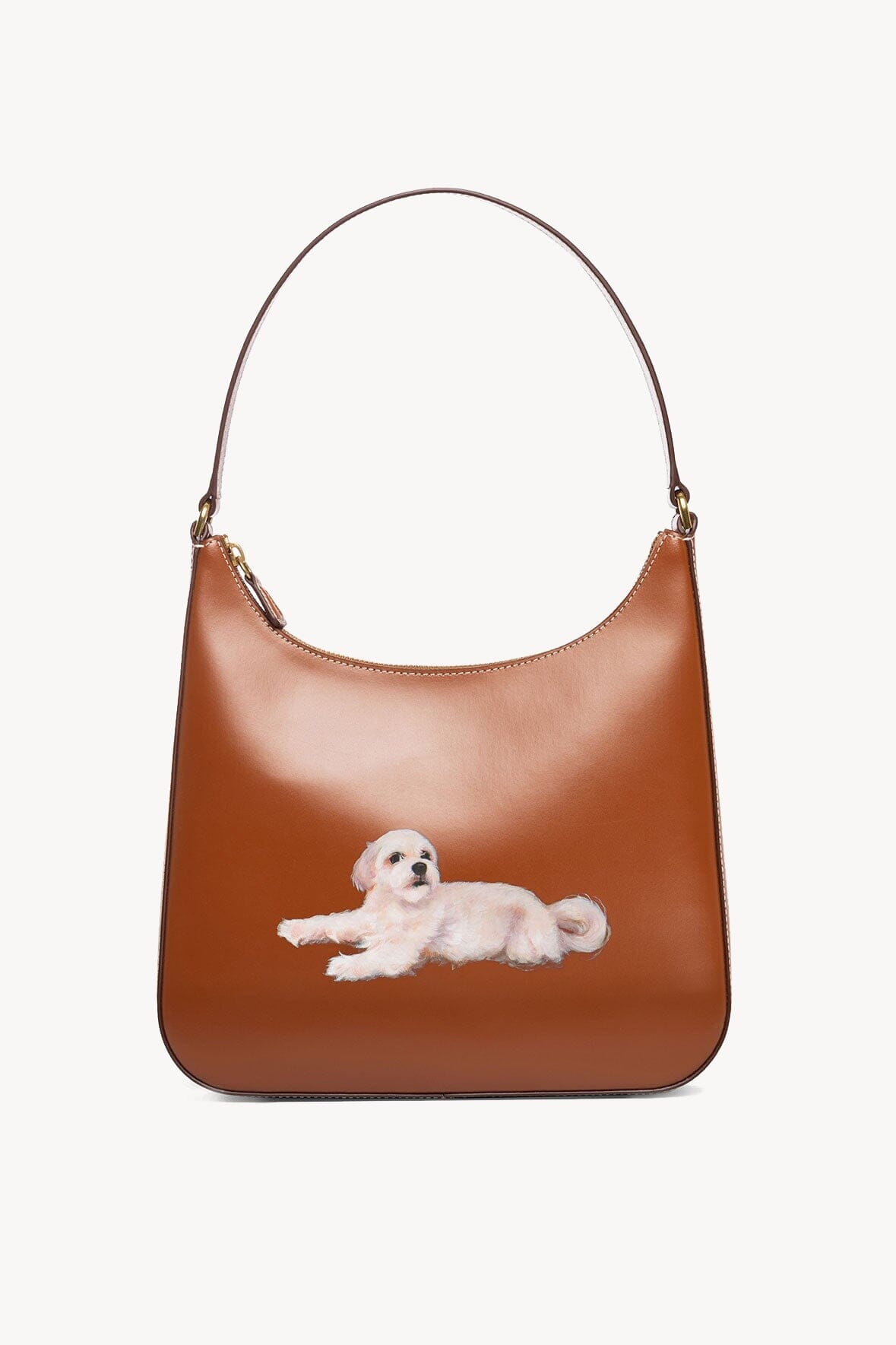 Custom Tan Alec Bag with Zipper Closure & Suede Lining | STAUD
