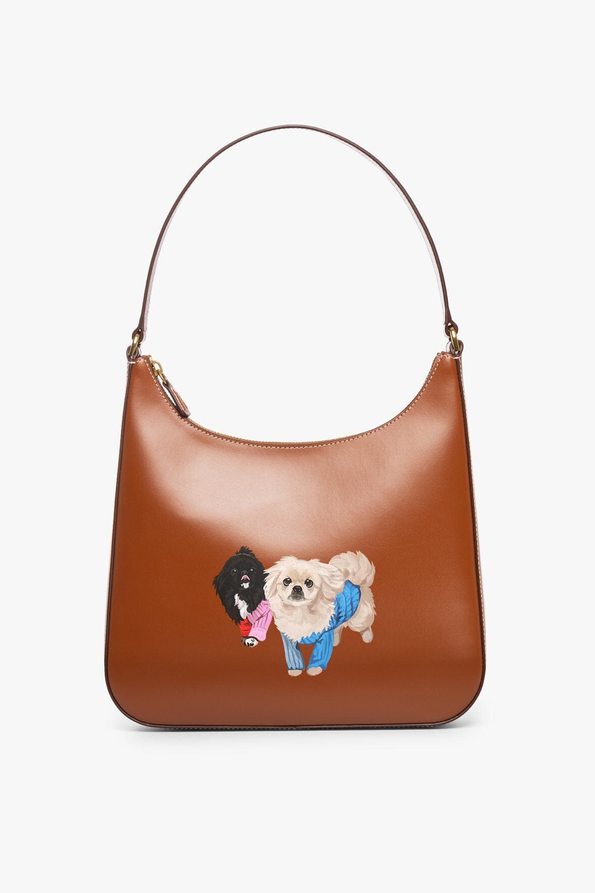 Custom Tan Alec Bag with Zipper Closure & Suede Lining | STAUD