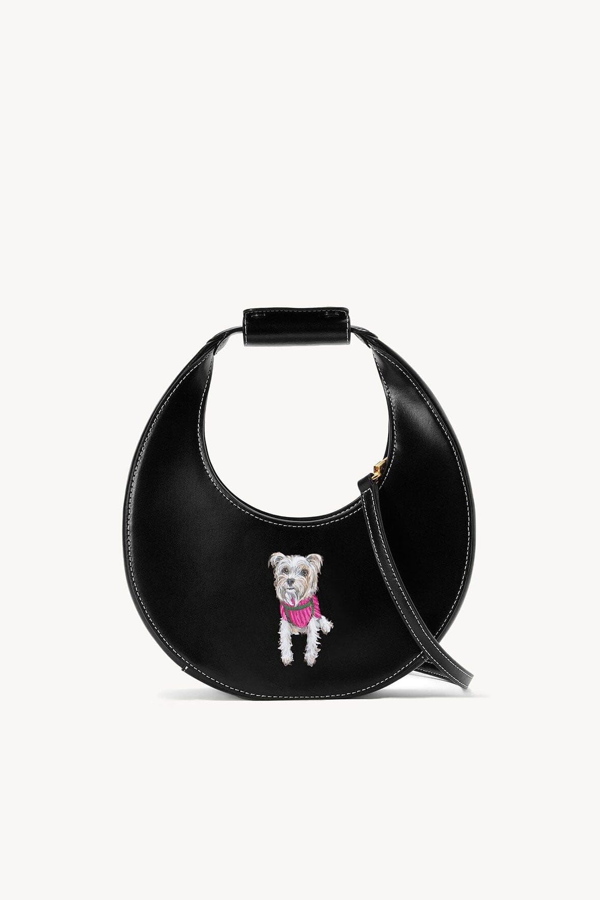 Mini Moon Bag with Zipper & Gold Hardware | Black Custom Bag