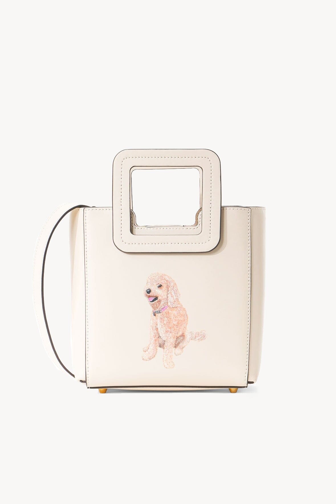 Custom Mini Shirley Leather Bag with Zipper & Gold Hardware | Cream