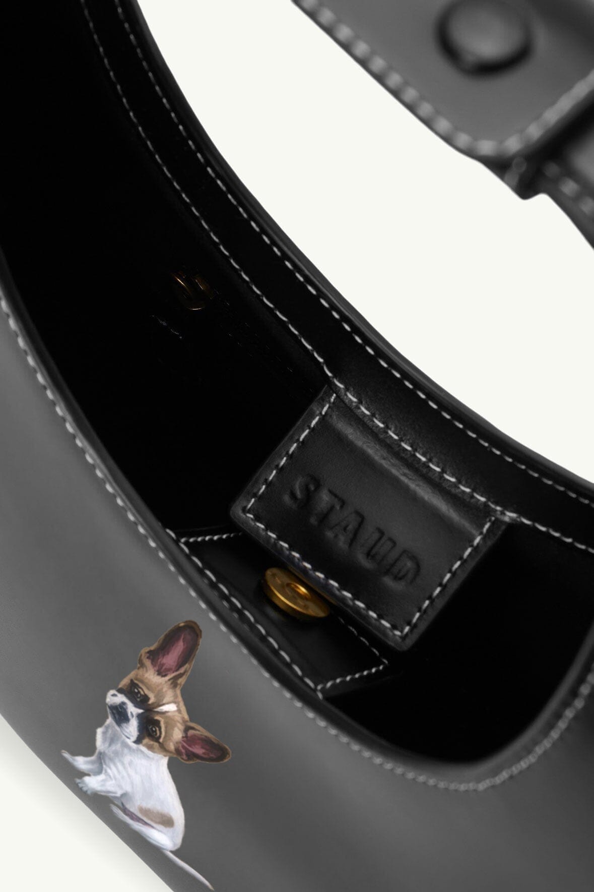 Custom Moon Bag with Magnetic Closure & Suede Lining | STAUD