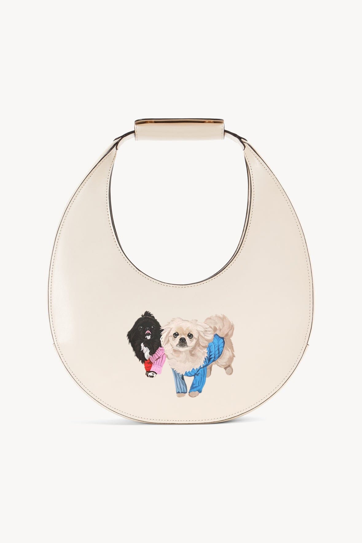 Cream Crescent Moon Bag with Magnetic Clasp | STAUD