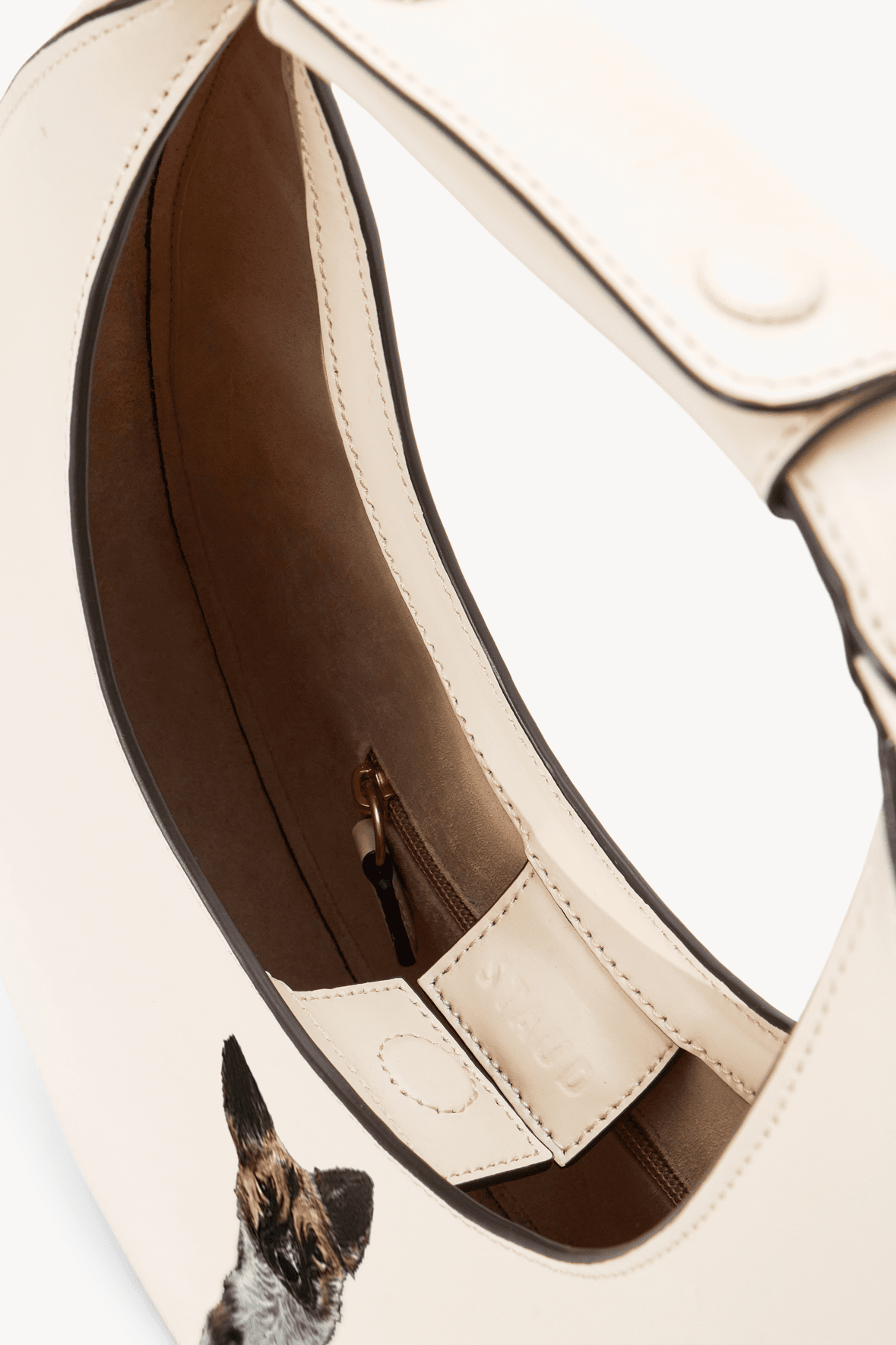 Cream Crescent Moon Bag with Magnetic Clasp | STAUD
