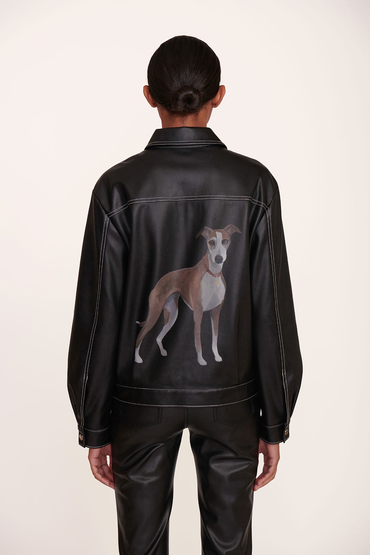 Custom Pet Portrait Vegan Leather Jacket | Black Ryan Jacket