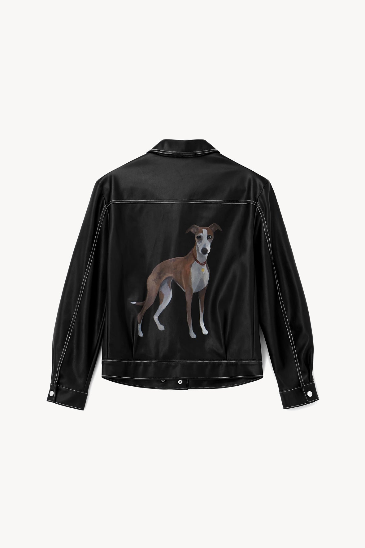 Custom Pet Portrait Vegan Leather Jacket | Black Ryan Jacket