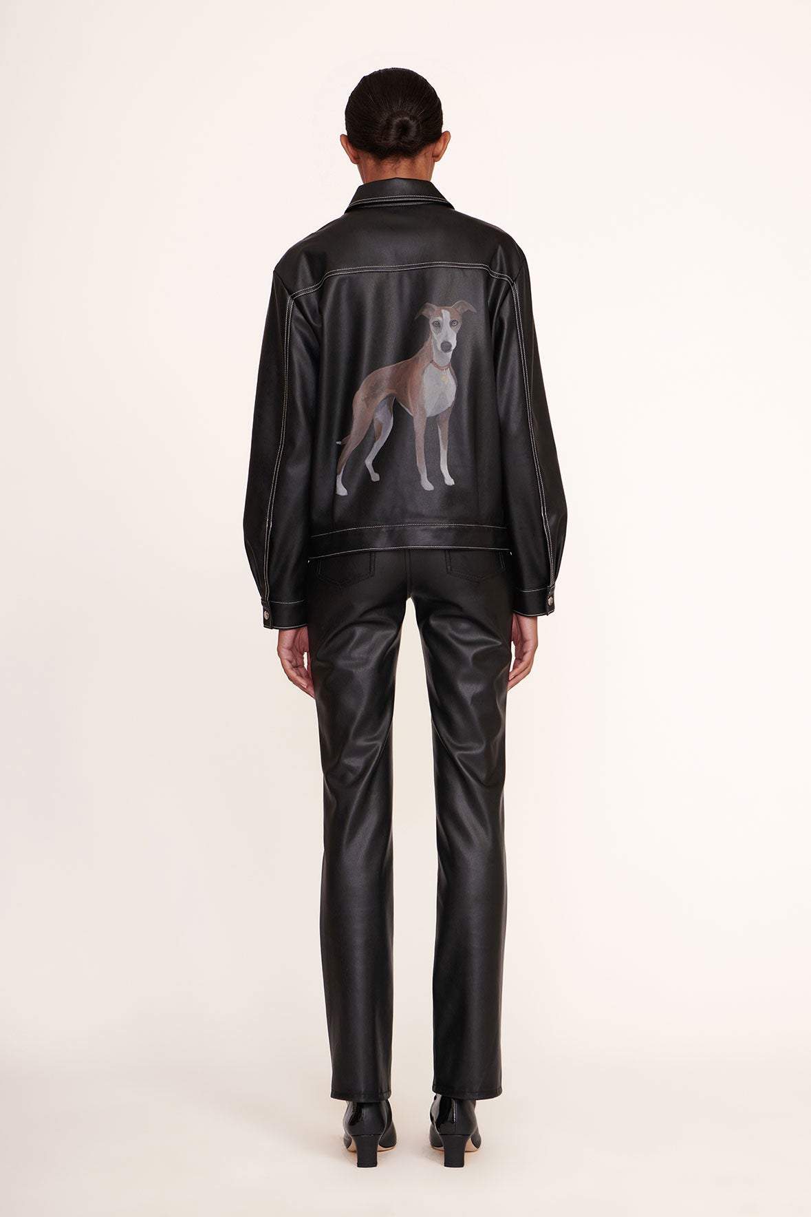 Custom Pet Portrait Vegan Leather Jacket | Black Ryan Jacket